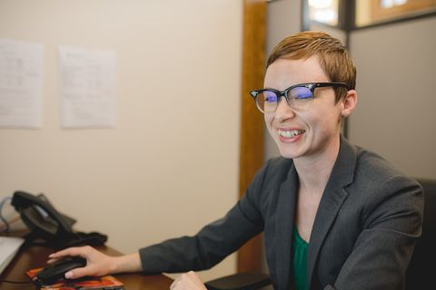 Jess at her computer